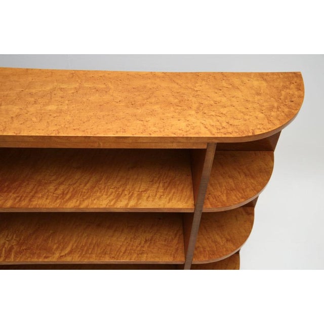 Brown Art Deco Birdseye Maple Open Bookcase, 1930s For Sale - Image 8 of 10