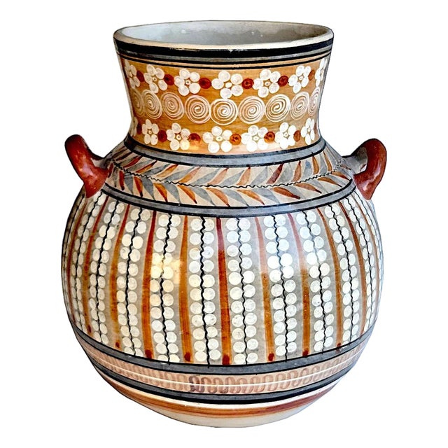 1960s Tonalá Mexico Burnished Glaze Ceramic Urn Planter For Sale