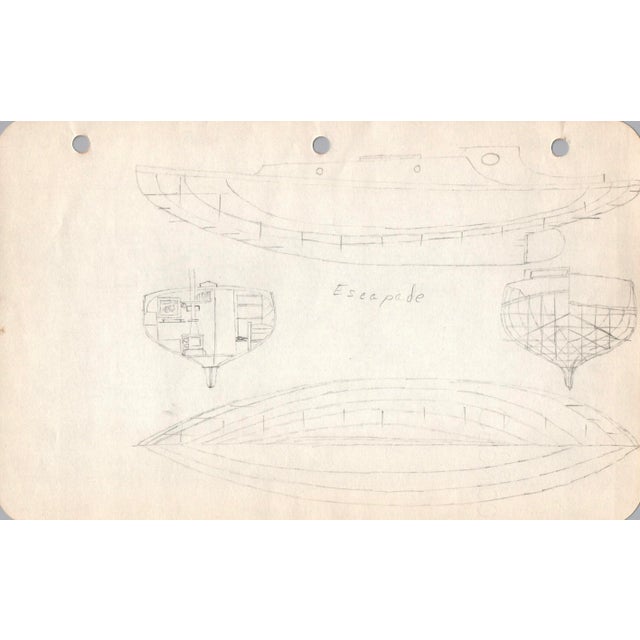 Mid-Century Modern 1940s Maine Marine Architectural Drawing on Paper For Sale - Image 3 of 3