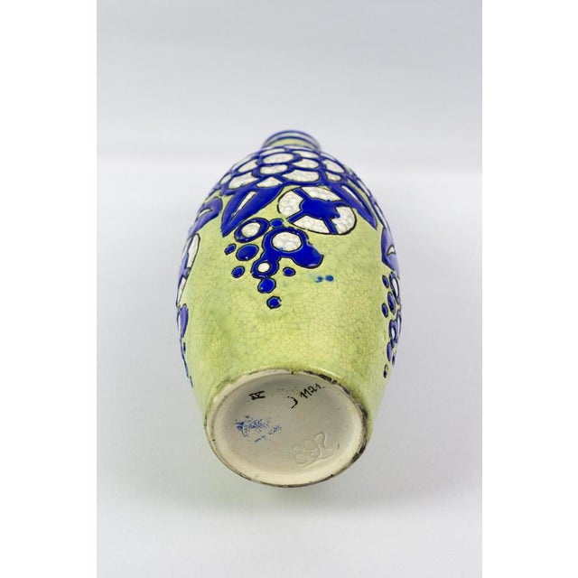 Aqua Art Deco Vase in Fine Earthenware with Cloisonné Enamels by Charles Catteau, 1920s For Sale - Image 8 of 11