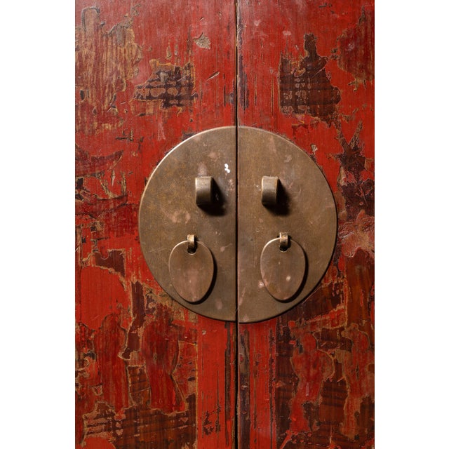 Antique Chinese Red Lacquer Cabinet With Hidden Compartment For Sale - Image 12 of 14