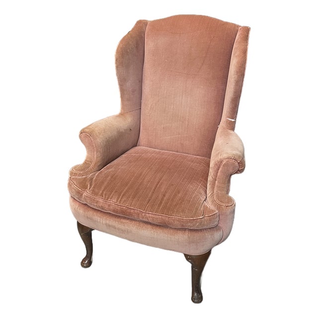1970s Salmon Colored Cushioned Accent Chair For Sale