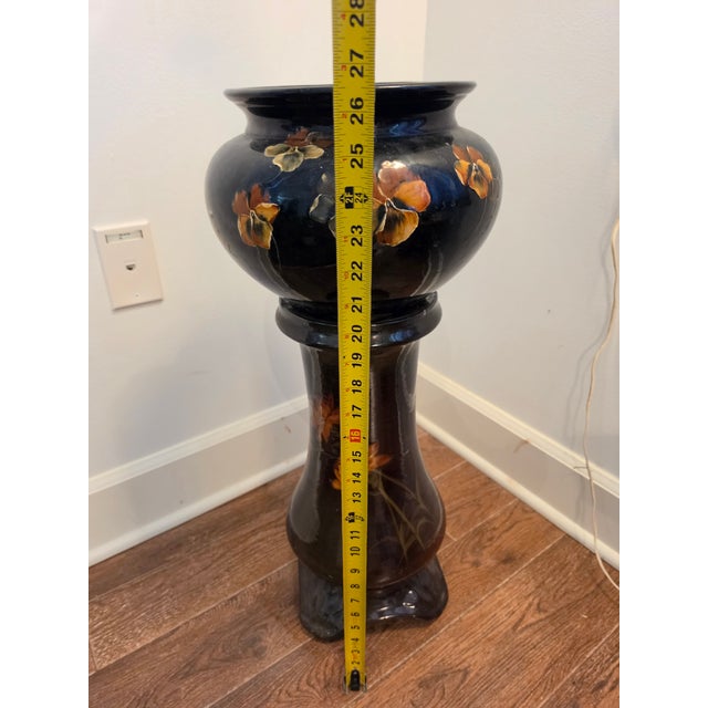 1920s Antique Weller Pottery Plant Pot and Pedestal Planter, 2 Pieces For Sale - Image 5 of 6