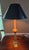 Amazing brass twist table lamp. Tall candlestick style solid brass lamps with textured black and silver lampshade and...