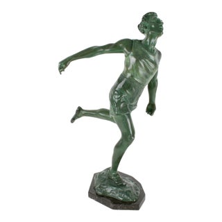 Charles Lemoyne Art Deco Bronze The Finish Runner Sports Sculpture, circa 1920 For Sale