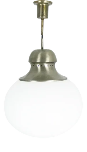 A298 Pendant Lamp in Nickel-Plated Brass and Opaline Glass from Candle, 1960s