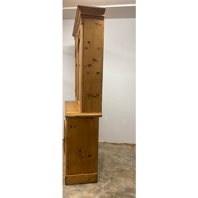 Wood 19th Century English Pine Glazed Top Cabinet For Sale - Image 7 of 9