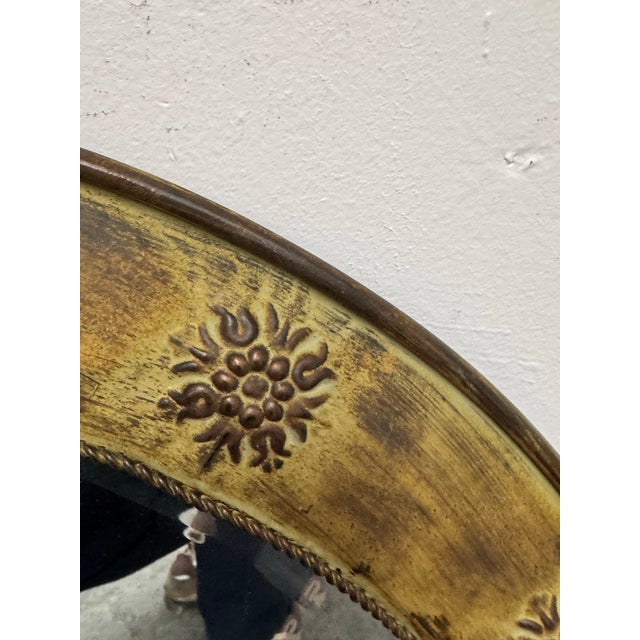Gilded Metal Floral Medallion Wall Mirror, 26.5 Inches For Sale - Image 11 of 12
