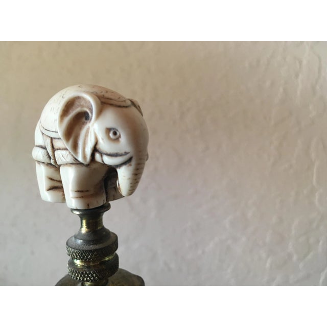 1930's Hand Painted Cream & Gilt Gold Ceramic Lamps Decorated With Rabbit & Elephant Carvings For Sale - Image 9 of 13