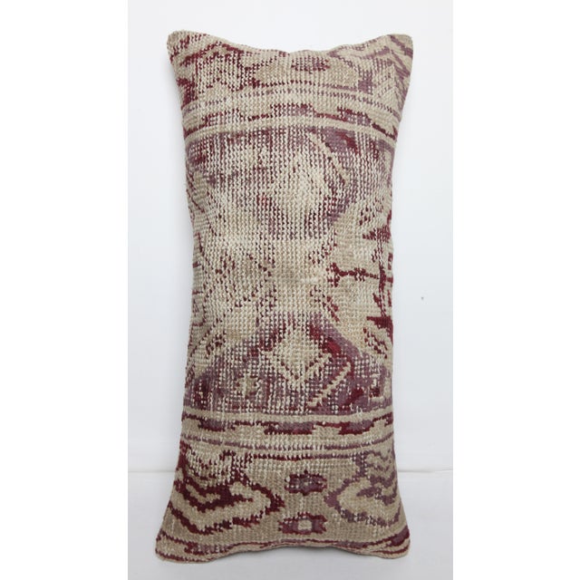 Art Deco Hanmade Oushak Rug Lumbar Pillow Cushion Cover -15'' X 30'' For Sale - Image 3 of 11