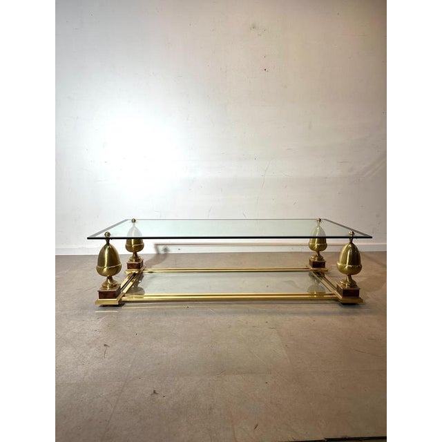 Brass and Glass Coffee Table from Maison Charles For Sale - Image 3 of 6