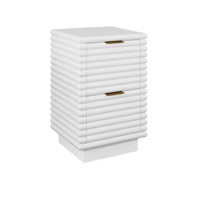 New special order item. Not vintage. Elevate your bedroom or living room with this sophisticated two-drawer side table,...