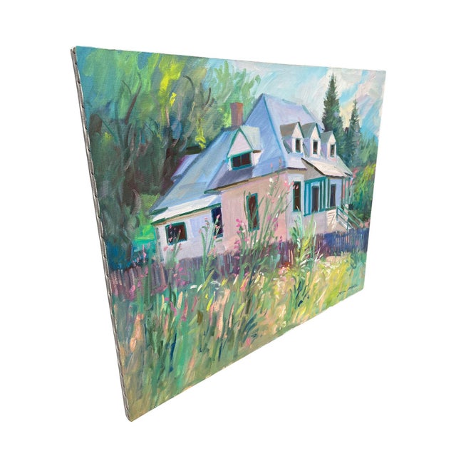 Shabby Chic Vintage Impressionist Cottage Garden Painting, Signed by Ron McKee For Sale - Image 3 of 12