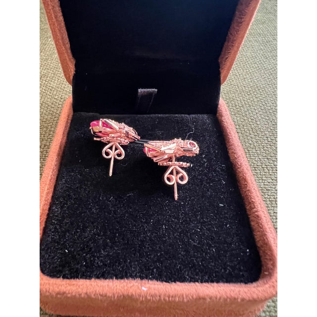 Bochic “Orient” Natural Ruby & Topaz Earrings Set In 18K Yellow Gold & Silver Natural Ruby - 4 carats Natural White Topaz...