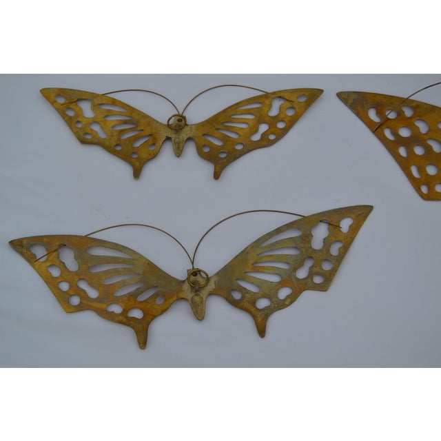 1970s Brass Butterfly Wall Decor- Set of 3 For Sale - Image 11 of 13