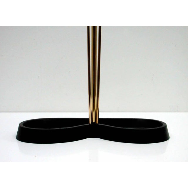 Austrian Black Lacquered and Brass Umbrella Stand in the Style of Walter Hagenauer, 1950s For Sale - Image 5 of 11