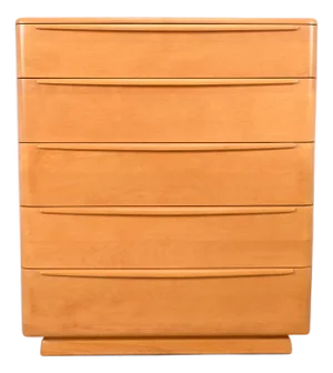 Heywood-Wakefield Mid-Century Modern Sculpted Birch 5-Drawer Highboy Dresser | Newly Refinished