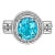 Vintage Retro Style 8 Carat Oval Cut Blue Zircon with Diamond Halo in Platinum &, Size 8.25 For Sale