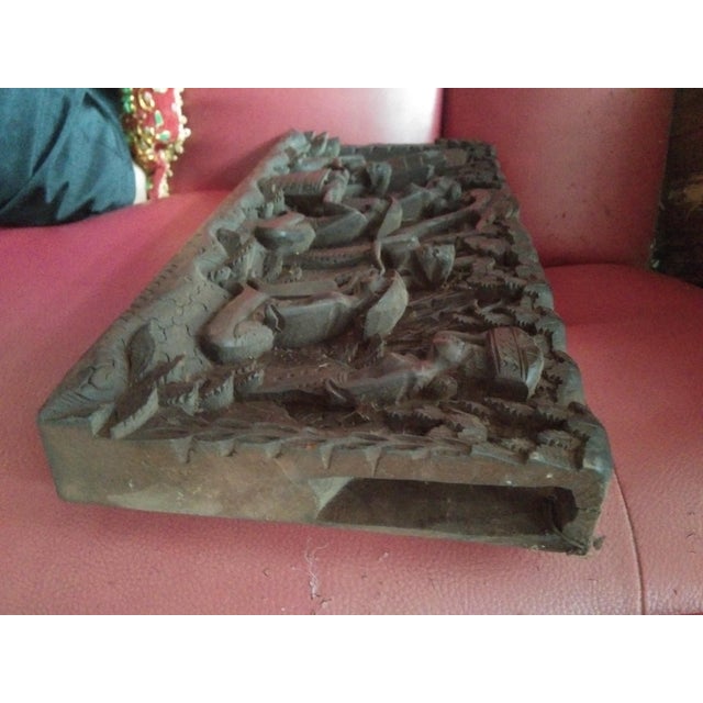 Wood Vintage 70s Balinese Relief Craved For Sale - Image 7 of 7