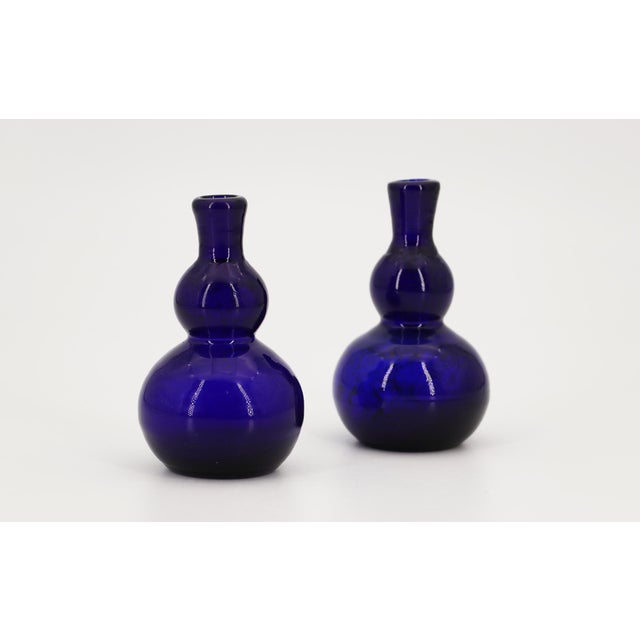 Pair of 19th Century Portuguese Blue Hand-Blown Glass Perfume Bottles For Sale - Image 16 of 16