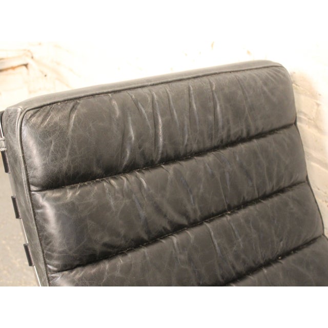 Metal Black Leather Oviedo Chaise Lounge Chair by Restoration Hardware For Sale - Image 7 of 11