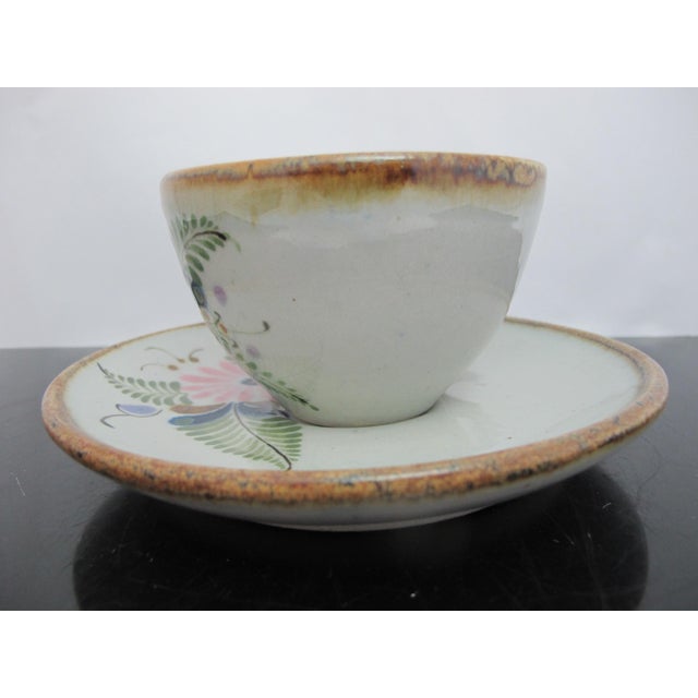 Ceramic Ken Edwards El Palomar Flower Tonala Mexico Folk Art Stoneware Cup & Saucer For Sale - Image 7 of 10