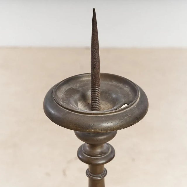 Antique Bronze Candlestick For Sale - Image 5 of 6