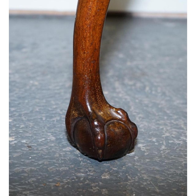 Animal Skin James Phillips Chippendale Claw & Ball Side Dining Desk Leather Chairs, 1890s For Sale - Image 7 of 18