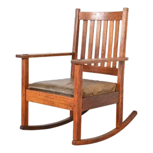 Stickley Brothers Antique Mission Oak Arts & Crafts Rocking Chair, Circa 1900