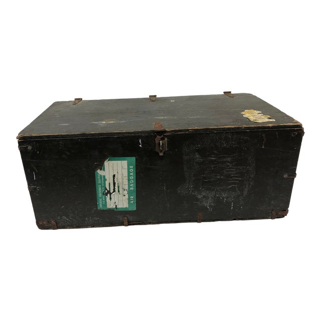 Vintage Industrial Wood Military Foot Locker With Tray Chairish