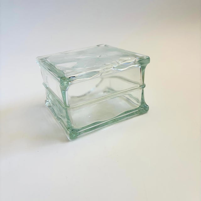 Vintage Frosted Flower Glass Block Vase For Sale - Image 10 of 10