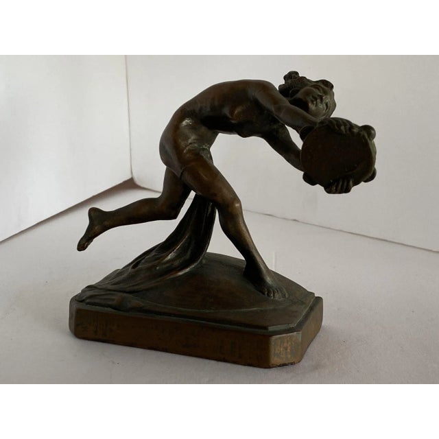 Circa 1900s Art Nouveau Nude Female Nymph Cast Bronze Bookends- a Pair For Sale - Image 12 of 13