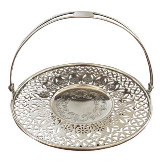 Sterling Silver Pierced Plate Basket For Sale