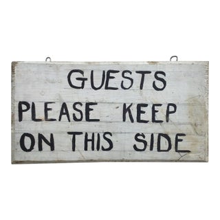 Vintage Wood Guests Sign For Sale