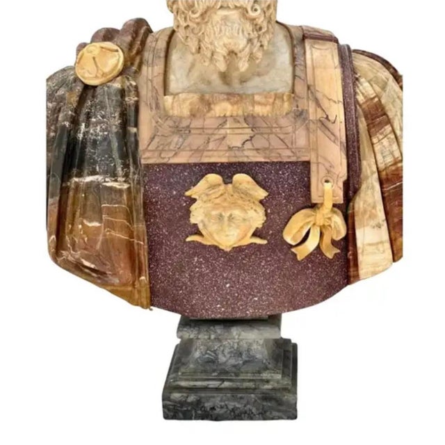 Italian Specimen Marble Busts of Roman Emperors, a Pair For Sale - Image 15 of 17