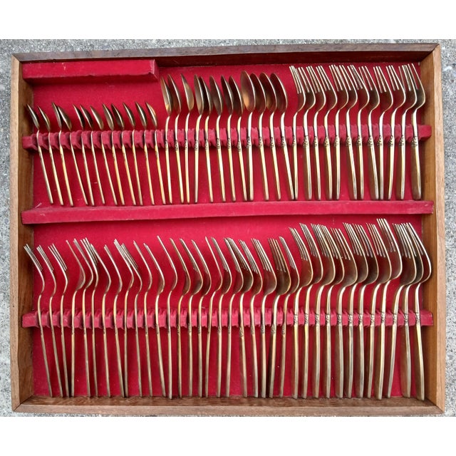 Mid 20th Century Vintage Mid Century 143 Piece Siam Thai Brass Flatware in Case Service for 12 For Sale - Image 5 of 14