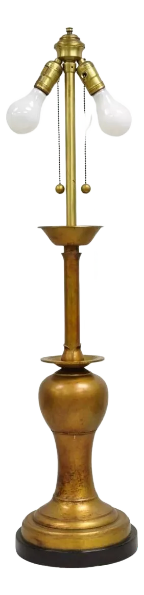 Vintage Marbro James Mont Hollywood Regency Gold "Lotus" Candlestick Table Lamp