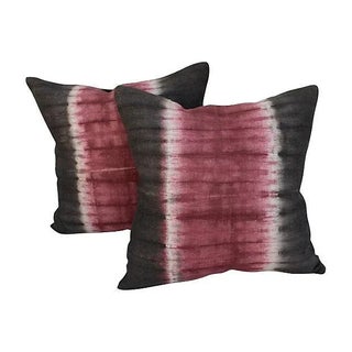 Tye-Dye Striped Linen Pillows - A Pair For Sale