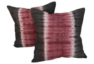 Tye-Dye Striped Linen Pillows - A Pair