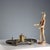 Rounded marble inkwell with grooves and side trays. Inkwell, decorative urns, and feet in finely chiseled gilded bronze....