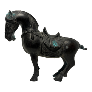 Vintage Chinese Bronze Tang Style War Horse Sculpture Statue With Patina