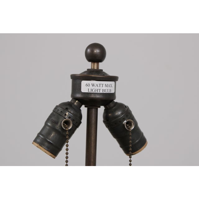 Brown Stickley Mission Oak Slag Glass Table Lamp For Sale - Image 8 of 13