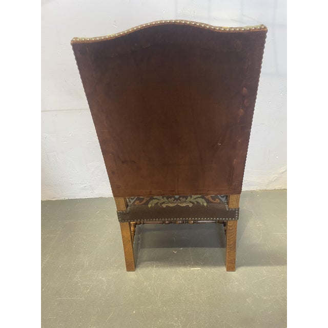 Wood Antique Historicist Tapestry Armchair For Sale - Image 7 of 10