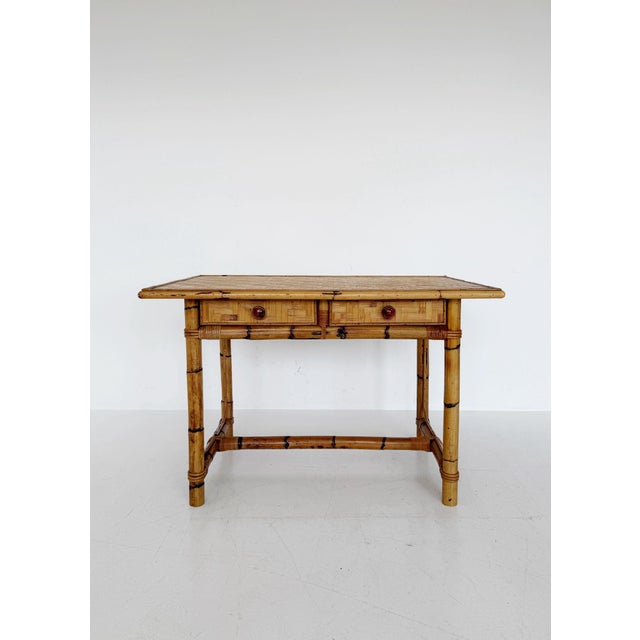 Wicker and Bamboo Desk, 1960s, in Very Good conditions. Designed 1960 to 1969