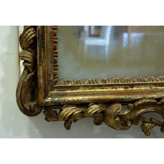 Antique Neapolitan Louis XV Giltwood Mirror with Mercury Glass, 19th Century For Sale - Image 3 of 10