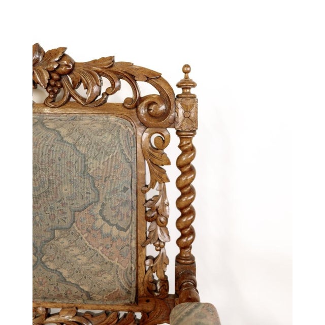 English 19th Century Carved Tapestry Bench For Sale - Image 3 of 12