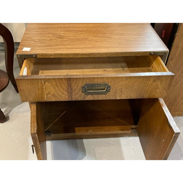 Vintage Campaign-Style Nightstand For Sale - Image 4 of 5