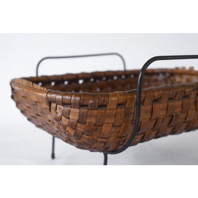 Metal Vintage 1950s MCM Italian Magazine Basket Catch All For Sale - Image 7 of 10