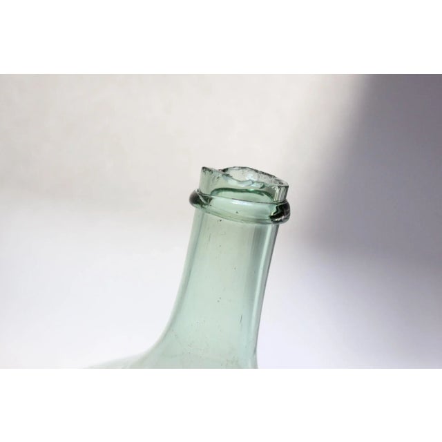 Wood Vintage Bulbous-Form Light Green Demijohn With Cork Stopper For Sale - Image 7 of 12