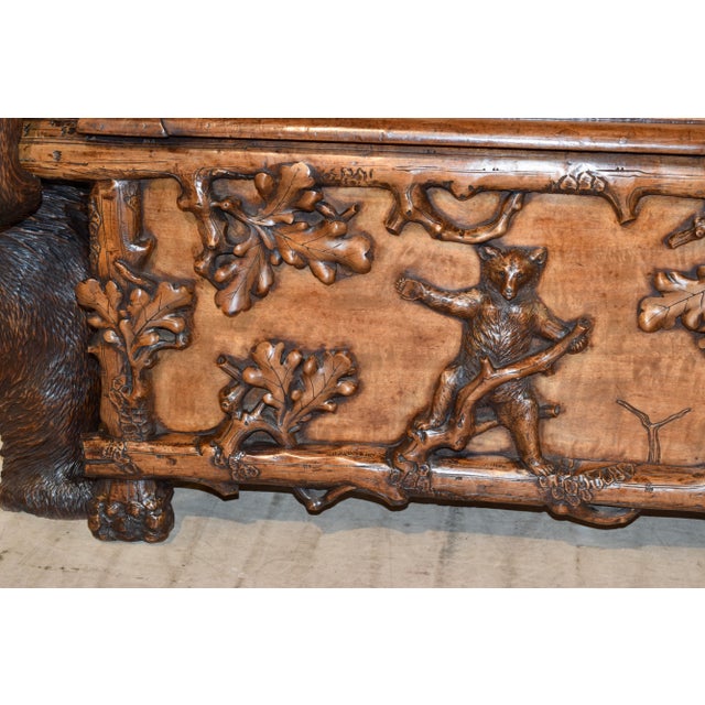 Brown 19th C. Black Forest Carved Bear Bench For Sale - Image 8 of 12